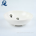 Round Safe Foot Pattern Print Ceramic Pet Bowl